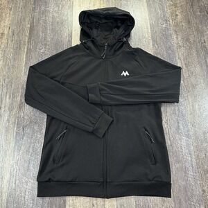 Mentality Men's Lightweight High Neck Gym Hoodie Full Zip Sweatshirt Sz M Black‎